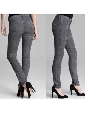 rag & bone Black and White Mini Hound Velvet Skinny Jean